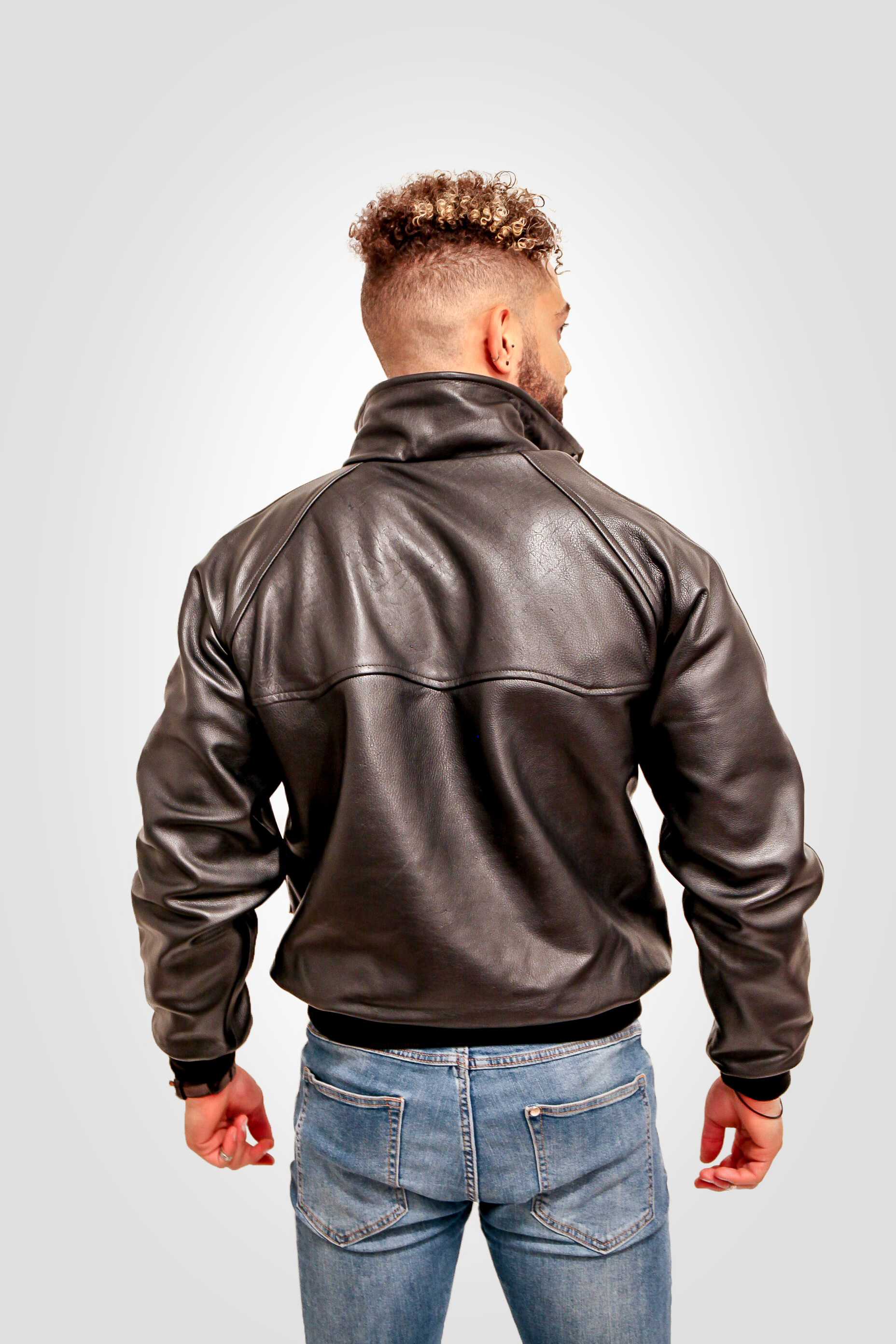 Combat Leather Harrington Jacket Black - Bennevis Clothing