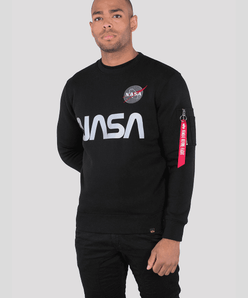 cascada coser Polinizador Alpha Industries NASA Reflective Sweater Black - Bennevis Clothing
