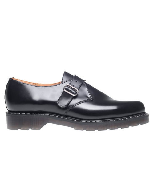 Solovair Monk Shoe Single Buckle Hi-Shine Black - Bennevis Clothing