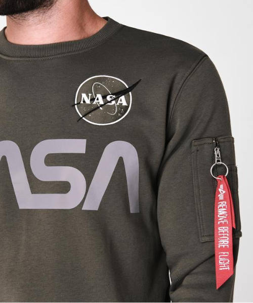 Alpha Industries NASA Reflective Sweater Dark - Olive Clothing Bennevis